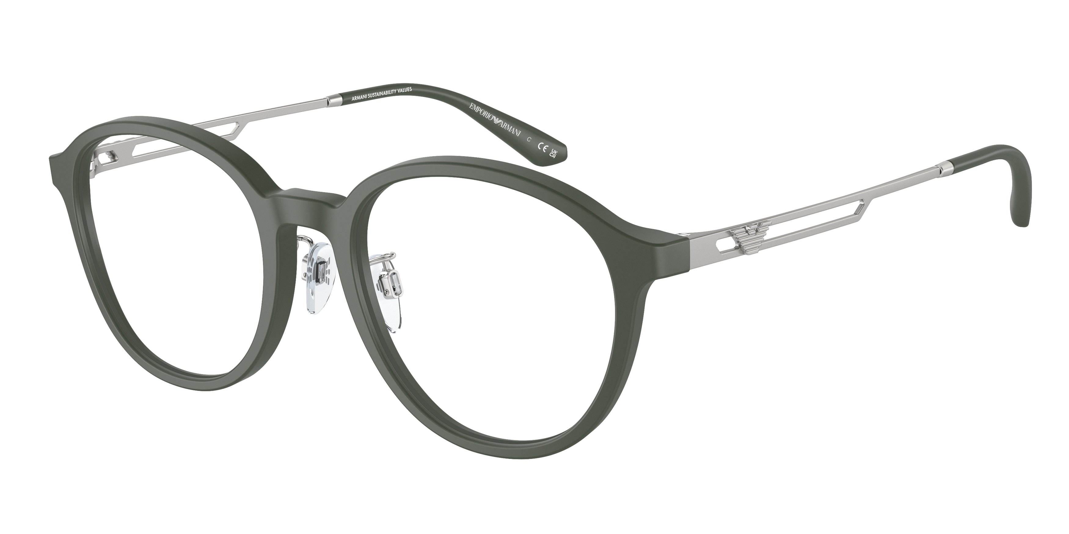 Emporio Armani EA3225F Phantos Eyeglasses  5058-Matte Green 52-145-20 - Color Map Green