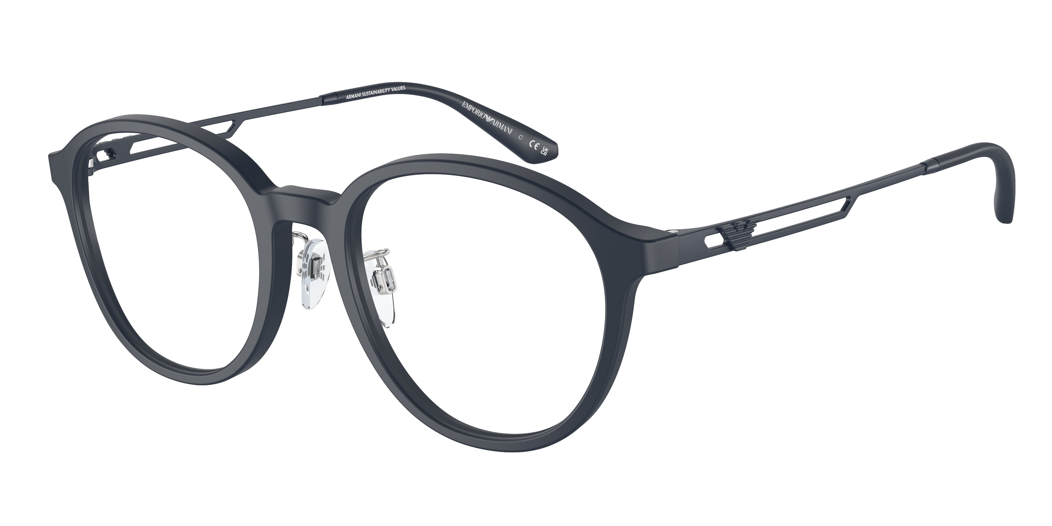 Emporio Armani EA3225F Phantos Eyeglasses  5088-Matte Blue 52-145-20 - Color Map Blue