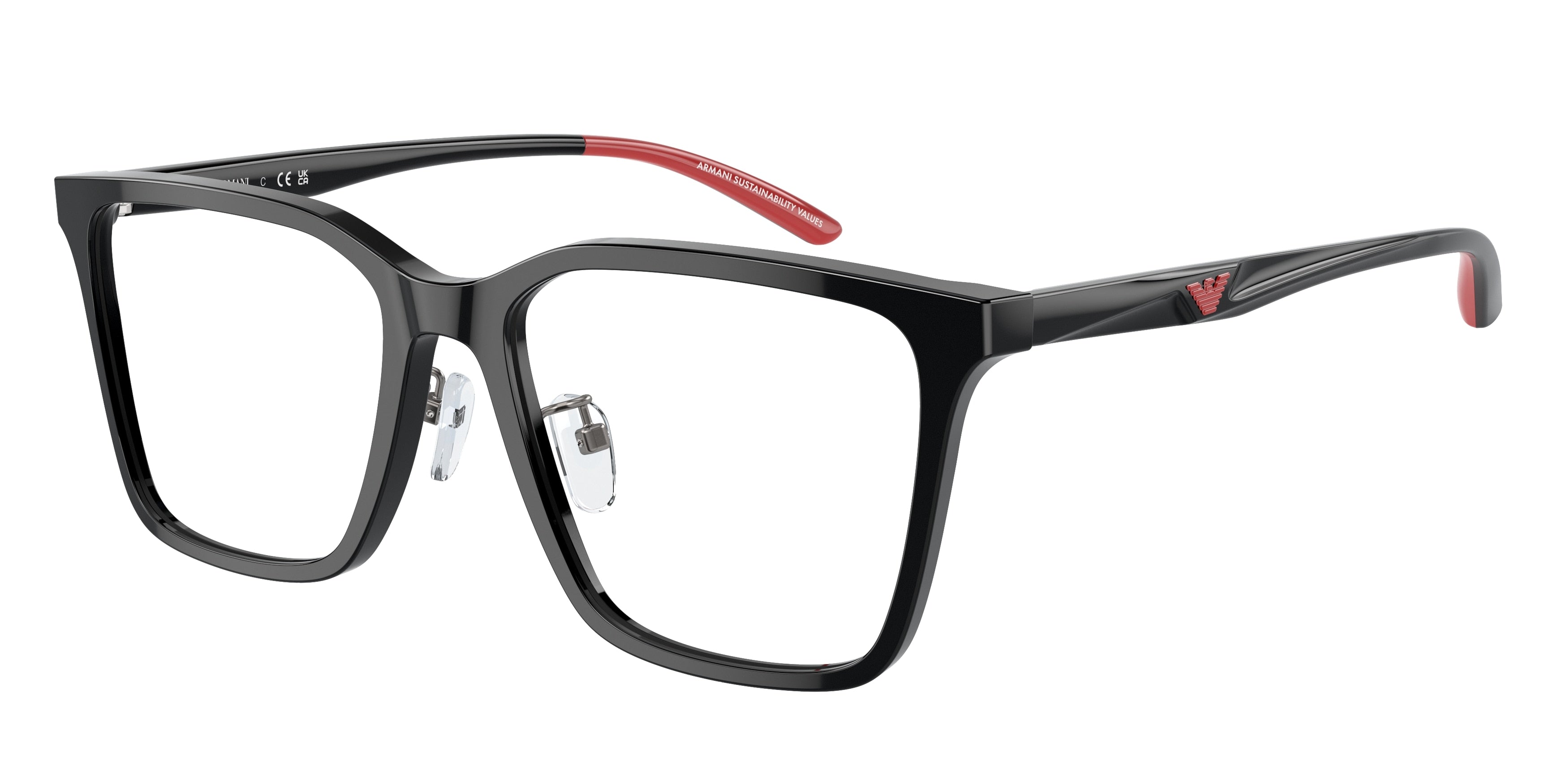 Emporio Armani EA3232D Rectangle Eyeglasses  5017-Shiny Black 56-145-18 - Color Map Black