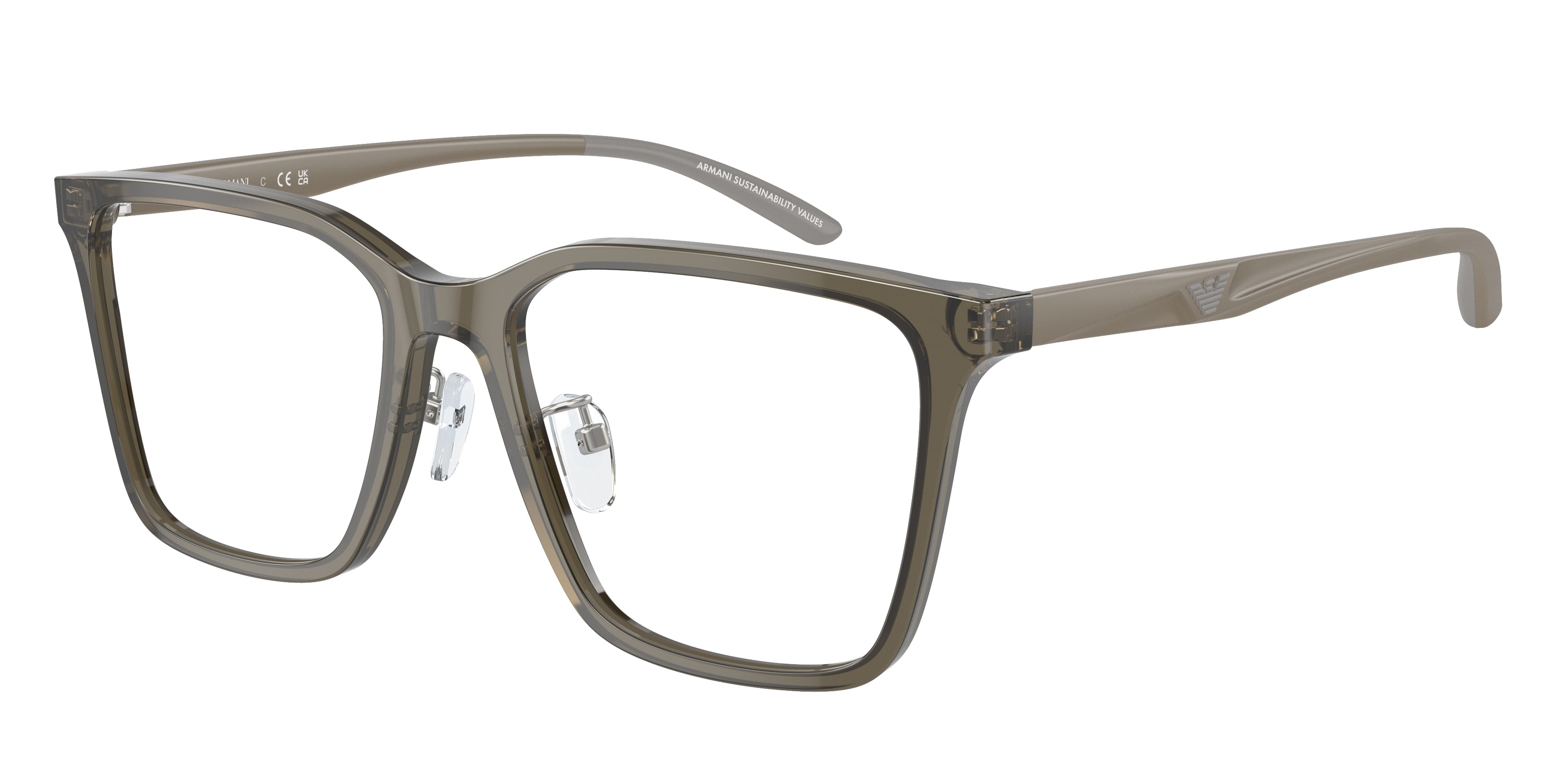 Emporio Armani EA3232D Rectangle Eyeglasses  5029-Shiny Transparent Grey 56-145-18 - Color Map Grey