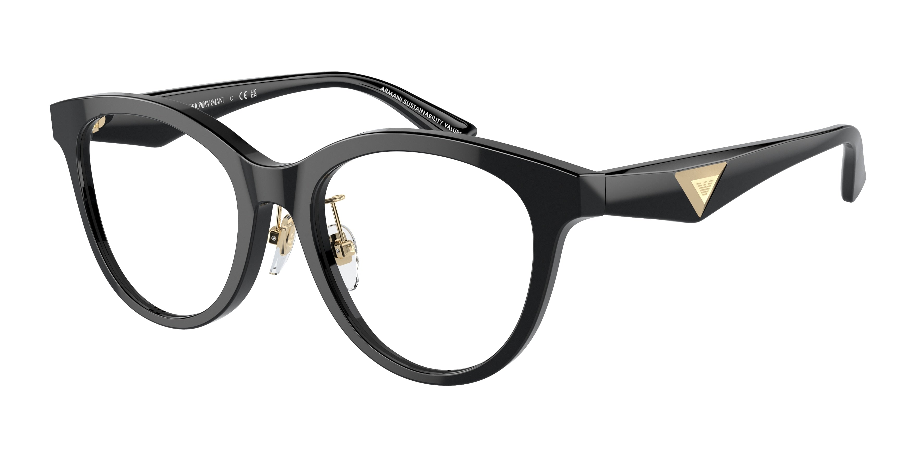 Emporio Armani EA3236F Cat Eye Eyeglasses  5017-Shiny Black 52-140-19 - Color Map Black