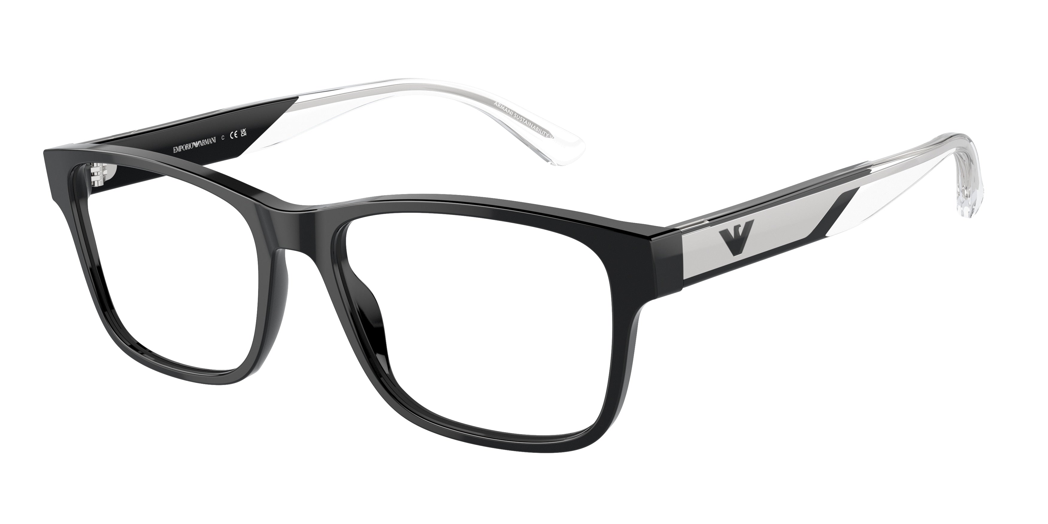 Emporio Armani EA3239F Rectangle Eyeglasses  5017-Black 55-145-17 - Color Map Black