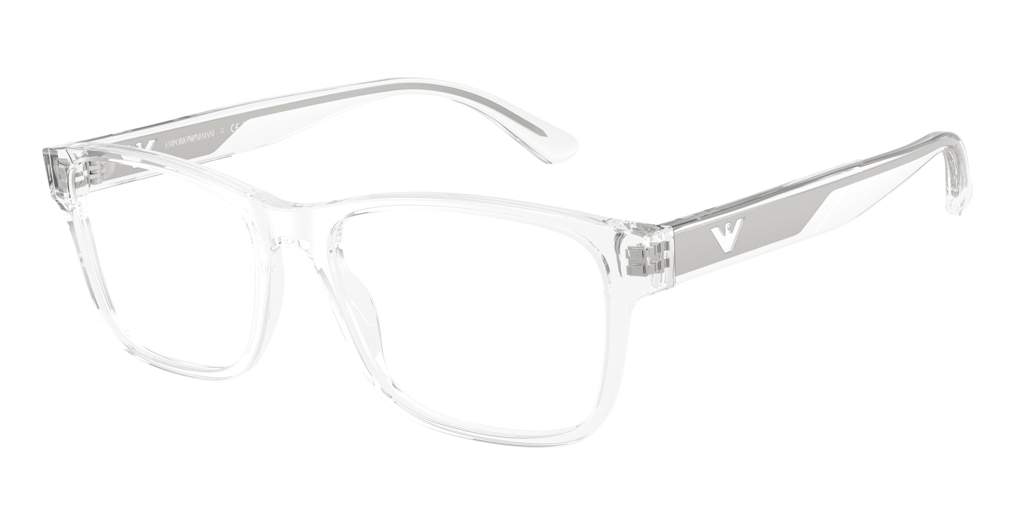 Emporio Armani EA3239 Rectangle Eyeglasses  6344-Shiny Crystal 55-145-17 - Color Map Transparent