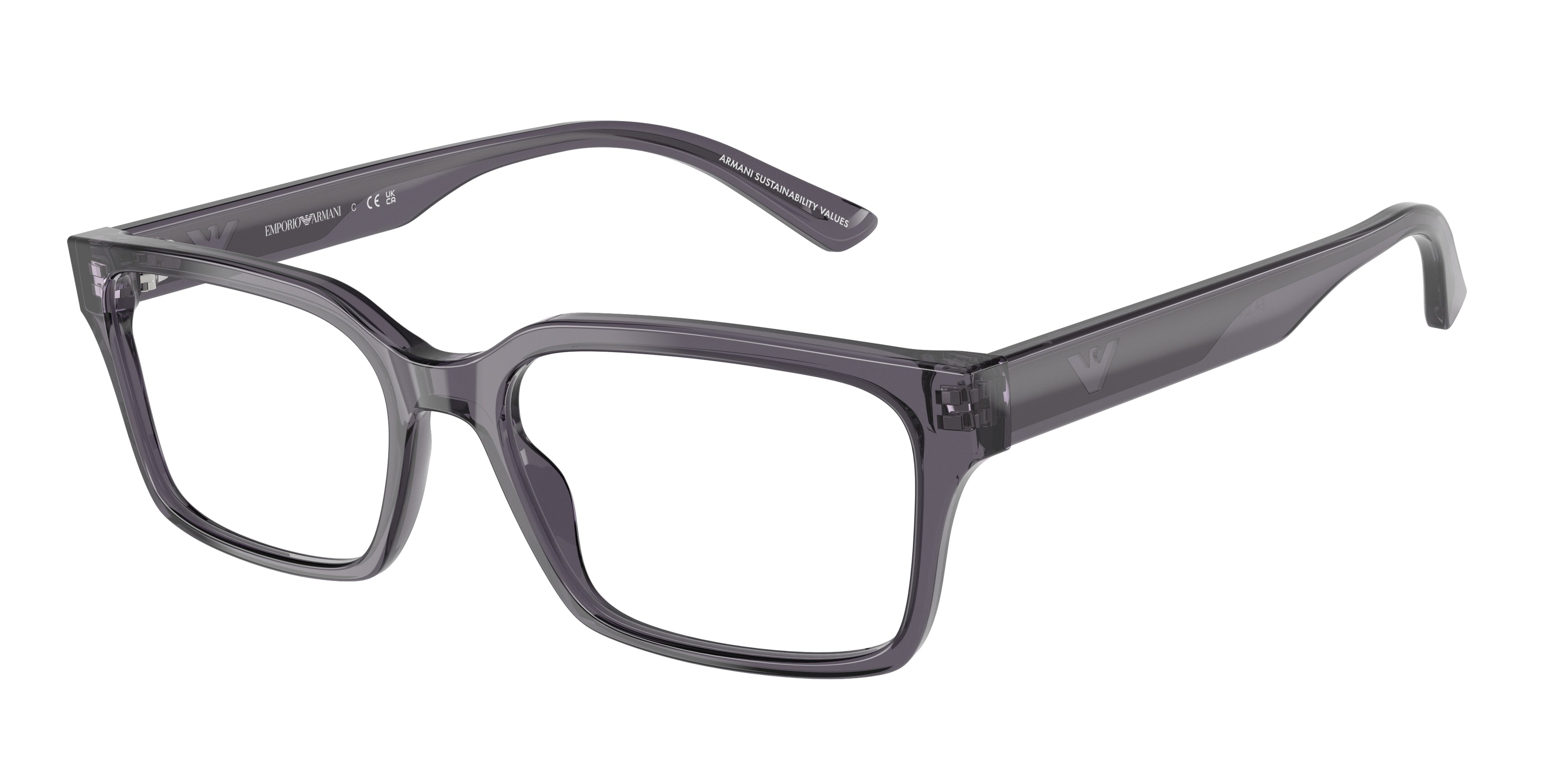 Emporio Armani EA3244 Rectangle Eyeglasses  6106-Transparent Dark Grey 55-145-17 - Color Map Grey