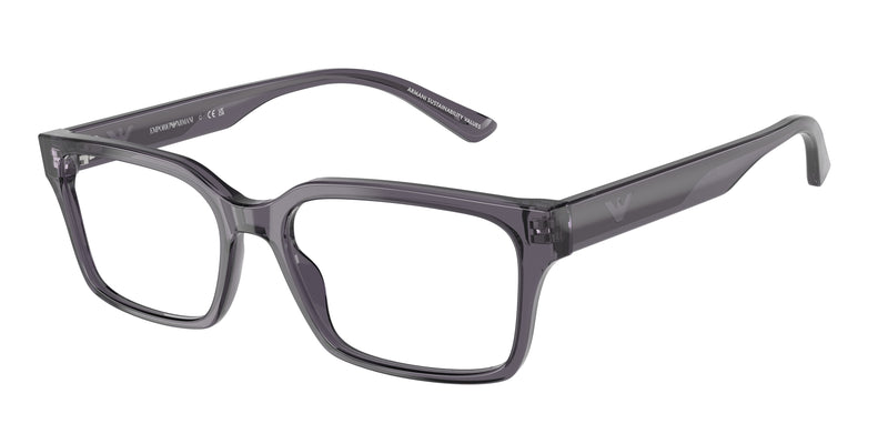 Emporio Armani EA3244 Rectangle Eyeglasses  6106-Transparent Dark Grey 55-145-17 - Color Map Grey