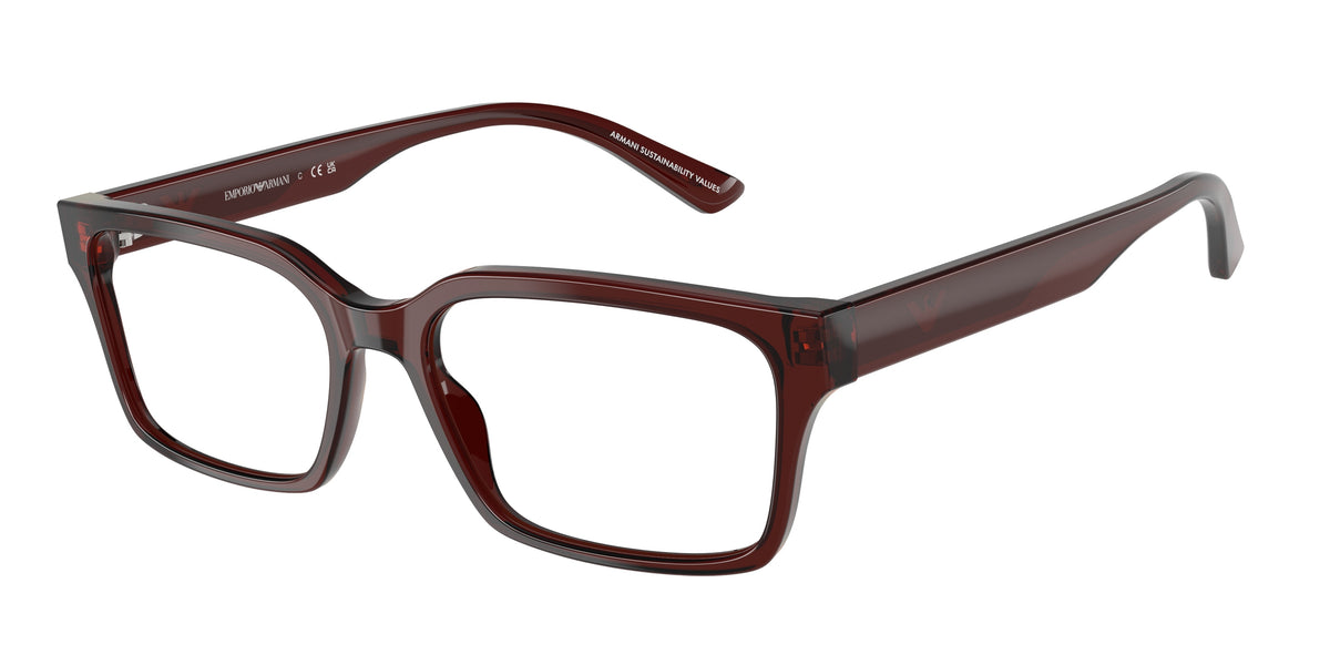Emporio Armani EA3244 Rectangle Eyeglasses  6174-Transparent Brown 55-145-17 - Color Map Brown