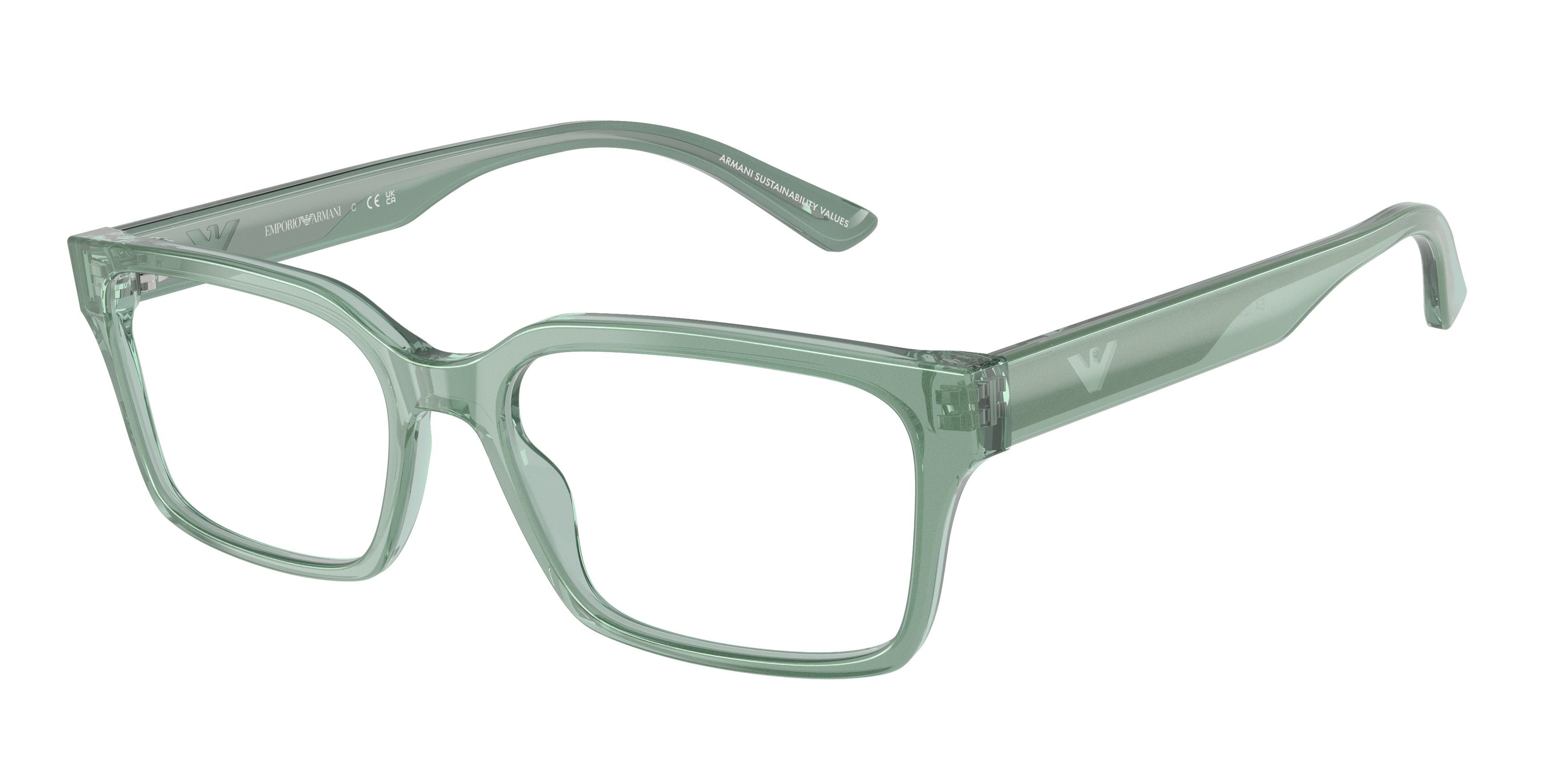 Emporio Armani EA3244 Rectangle Eyeglasses  6176-Iridescent Green 55-145-17 - Color Map Green