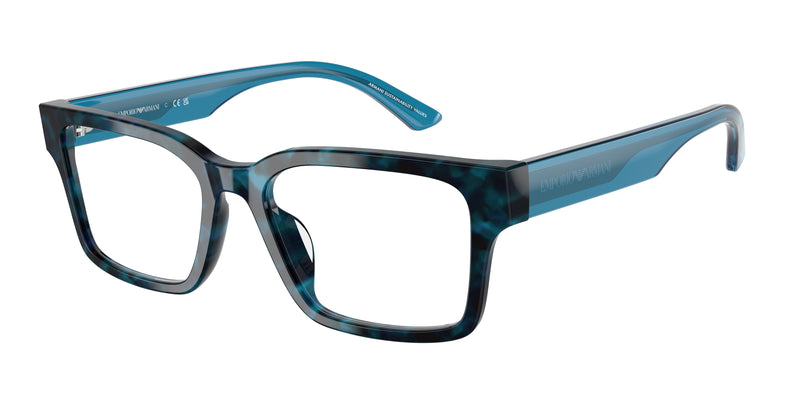 Emporio Armani EA3245U Rectangle Eyeglasses  6180-Havana Blue 54-140-18 - Color Map Blue