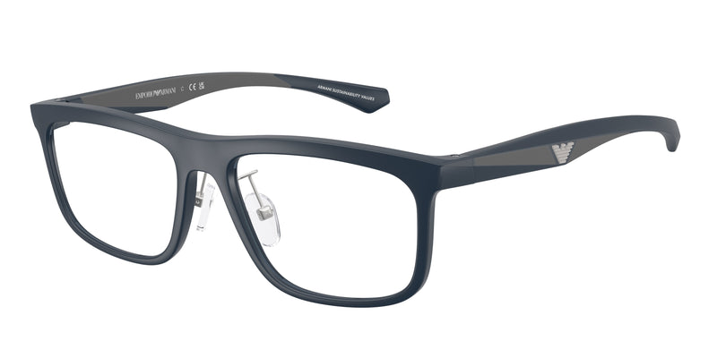 Emporio Armani EA3246F Square Eyeglasses  6185-Matte Blue 55-145-17 - Color Map Blue