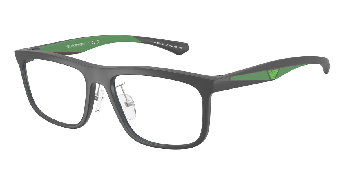 Emporio Armani EA3246F Square Eyeglasses  6188-Matte Grey 55-145-17 - Color Map Grey