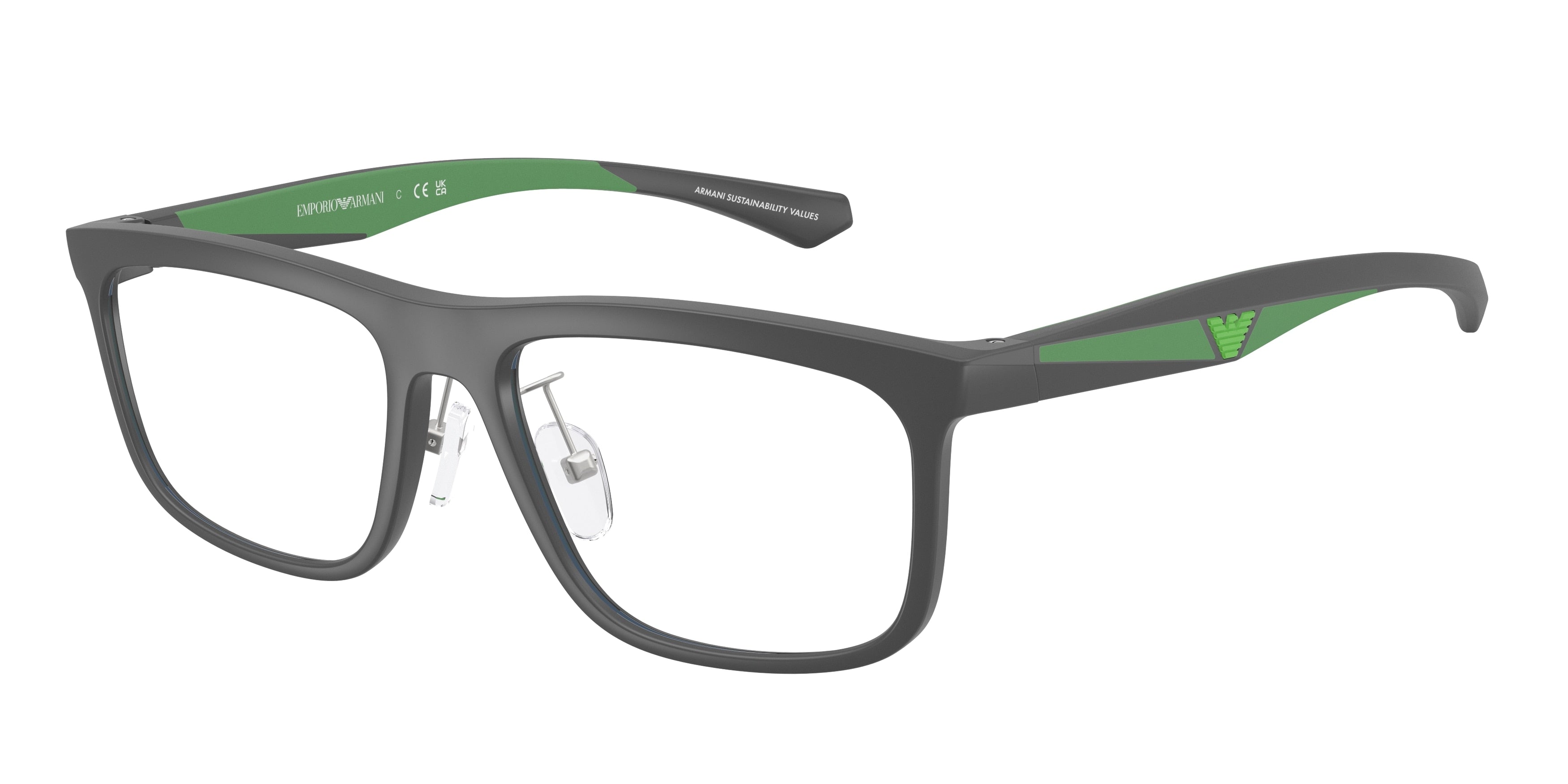 Emporio Armani EA3246F Square Eyeglasses  6188-Matte Grey 55-145-17 - Color Map Grey
