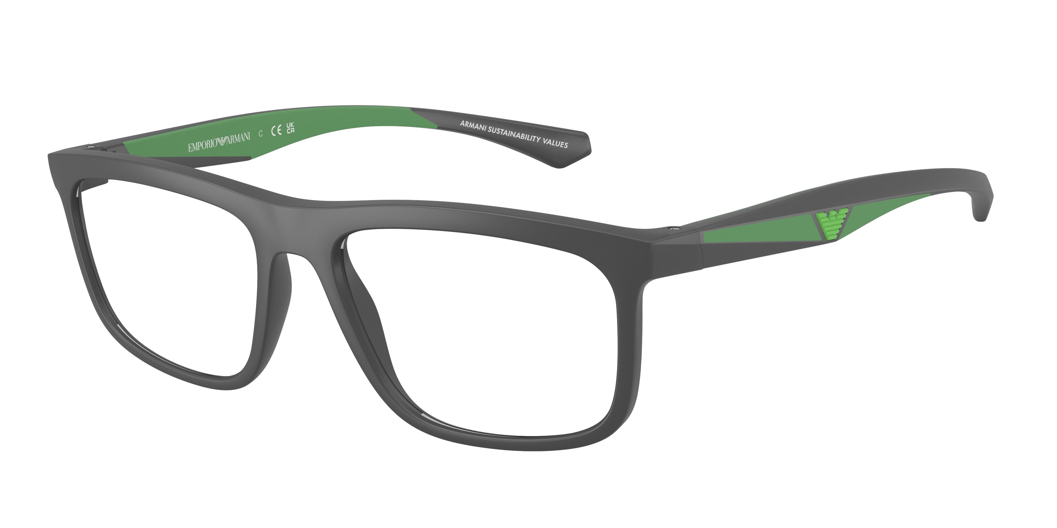 Emporio Armani EA3246 Square Eyeglasses  6188-Matte Grey 55-145-17 - Color Map Grey