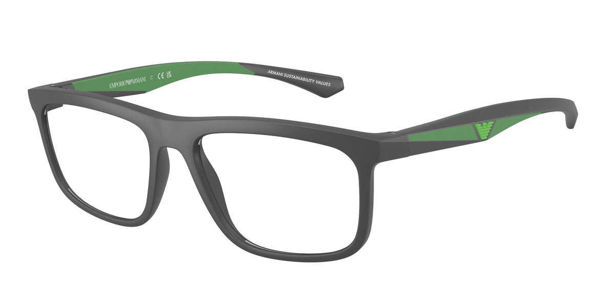Emporio Armani EA3246 Square Eyeglasses  6188-Matte Grey 55-145-17 - Color Map Grey