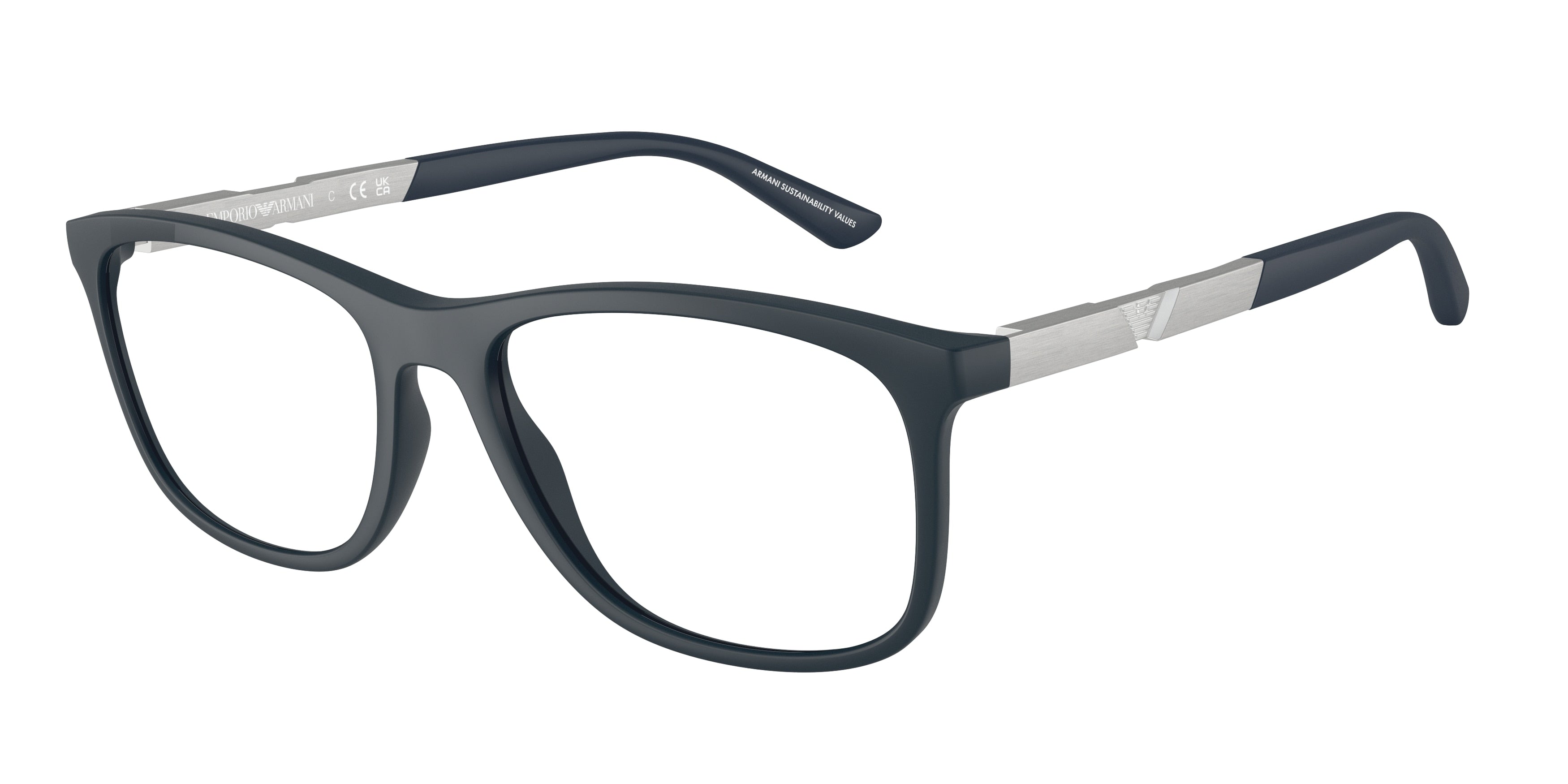 Emporio Armani EA3247F Pillow Eyeglasses  6189-Matte Dark Blue 55-145-17 - Color Map Blue