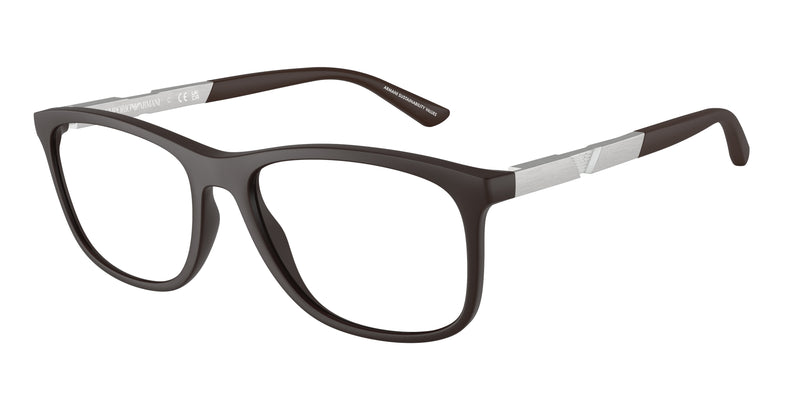 Emporio Armani EA3247 Pillow Eyeglasses  6186-Matte Dark Brown 55-145-17 - Color Map Brown