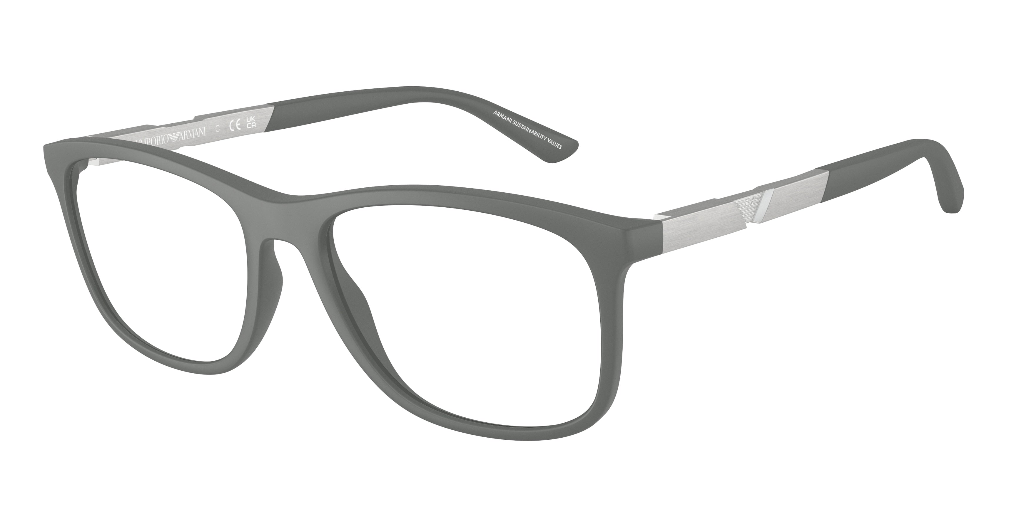 Emporio Armani EA3247 Pillow Eyeglasses  6205-Matte Grey 55-145-17 - Color Map Grey