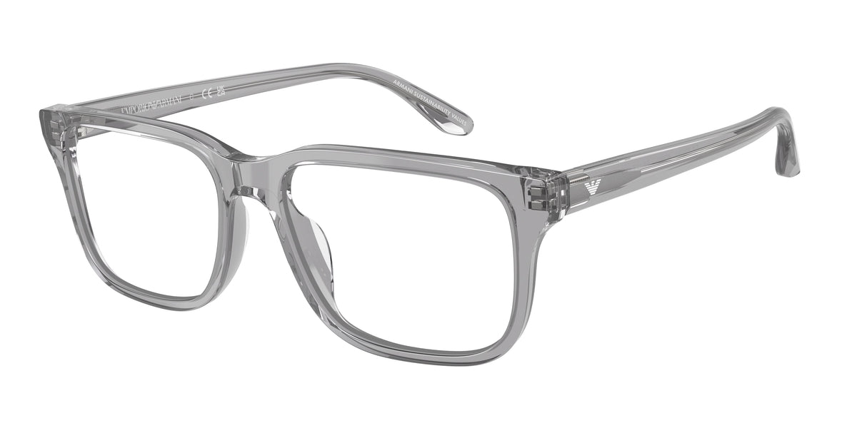Emporio Armani EA3250U Rectangle Eyeglasses  6202-Shiny Transparent Grey 56-145-17 - Color Map Grey