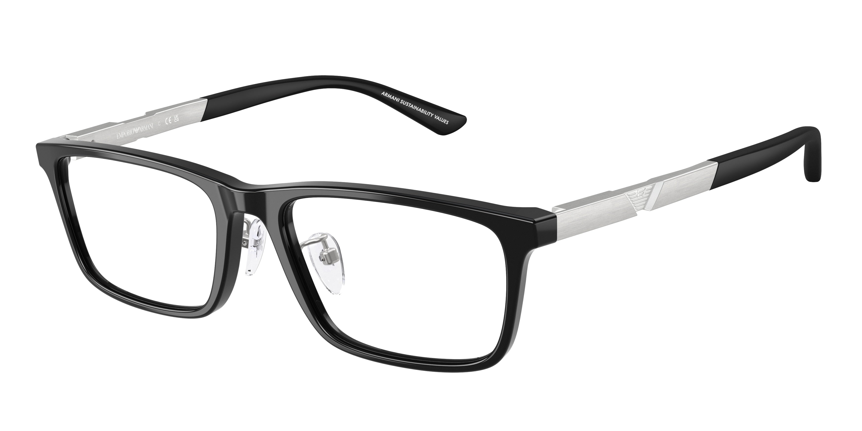 Emporio Armani EA3251D Rectangle Eyeglasses  5017-Shiny Black 55-145-18 - Color Map Black