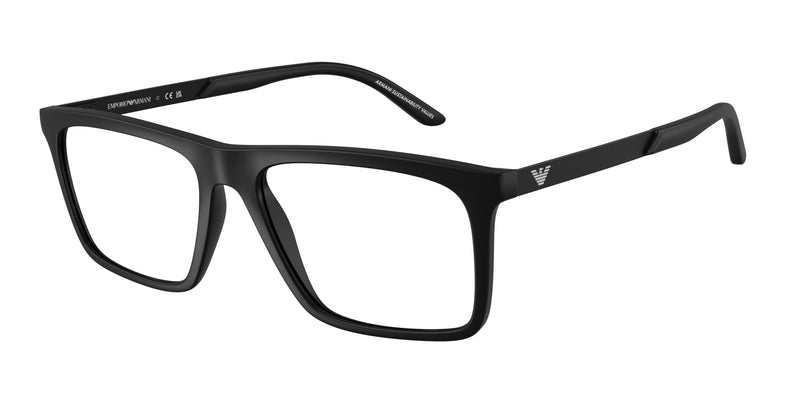 Emporio Armani EA3253F Square Eyeglasses  5001-Matte Black 55-145-17 - Color Map Black