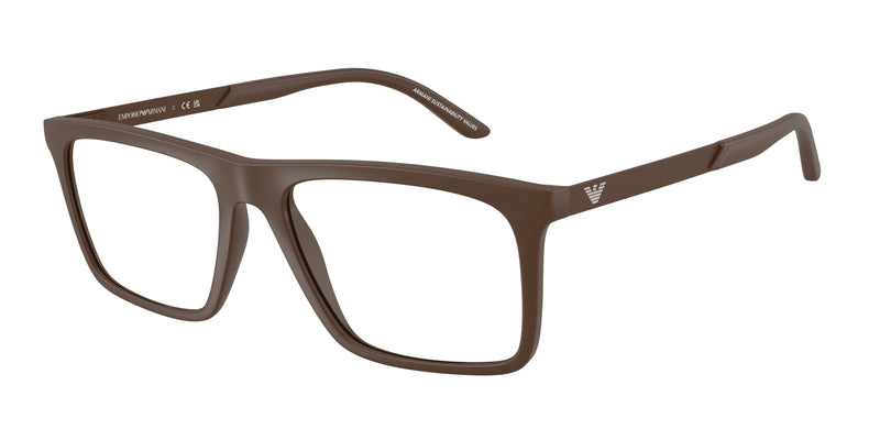 Emporio Armani EA3253F Square Eyeglasses  6243-Matte Brown 55-145-17 - Color Map Brown