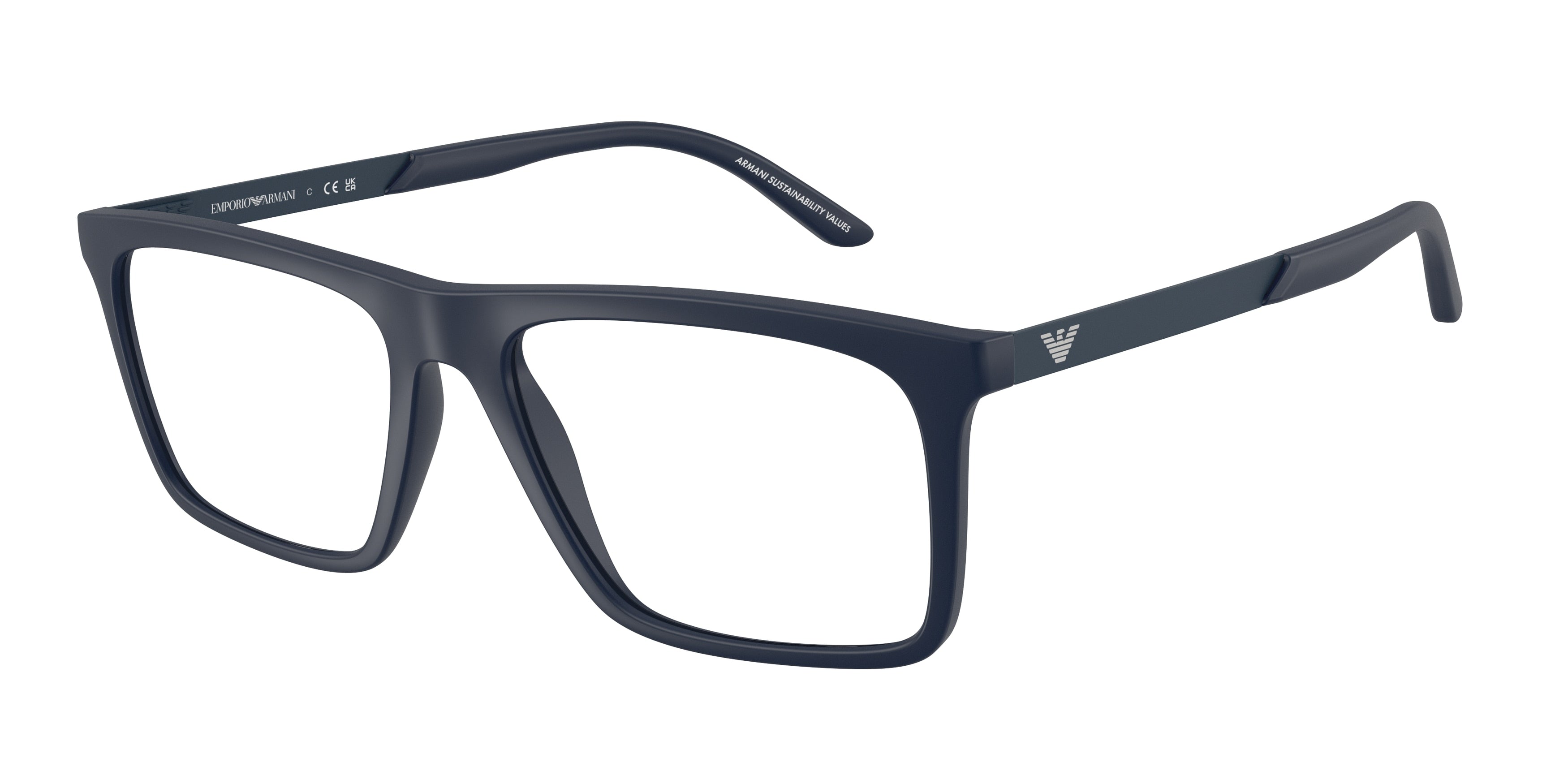 Emporio Armani EA3253F Square Eyeglasses  6244-Matte Blue 55-145-17 - Color Map Blue