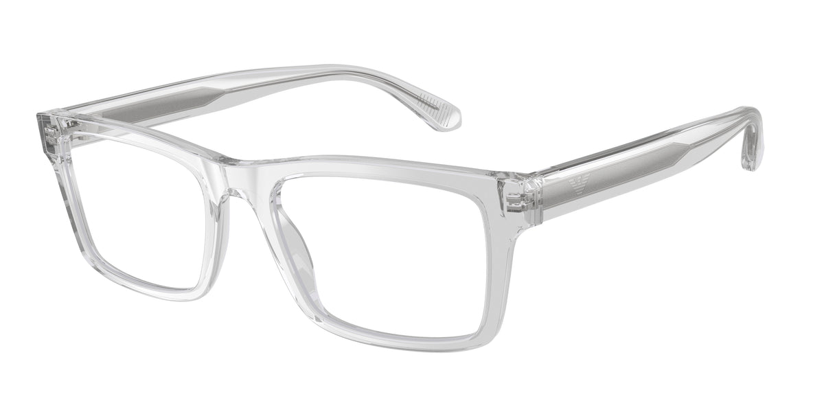 Emporio Armani EA3254F Rectangle Eyeglasses  6250-Shiny Transparent Crystal 56-145-19 - Color Map Transparent