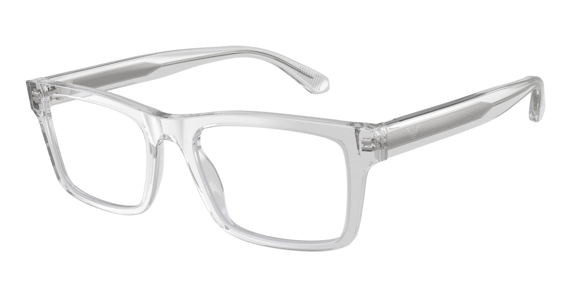 Emporio Armani EA3254 Rectangle Eyeglasses  6250-Shiny Transparent Crystal 56-145-19 - Color Map Transparent