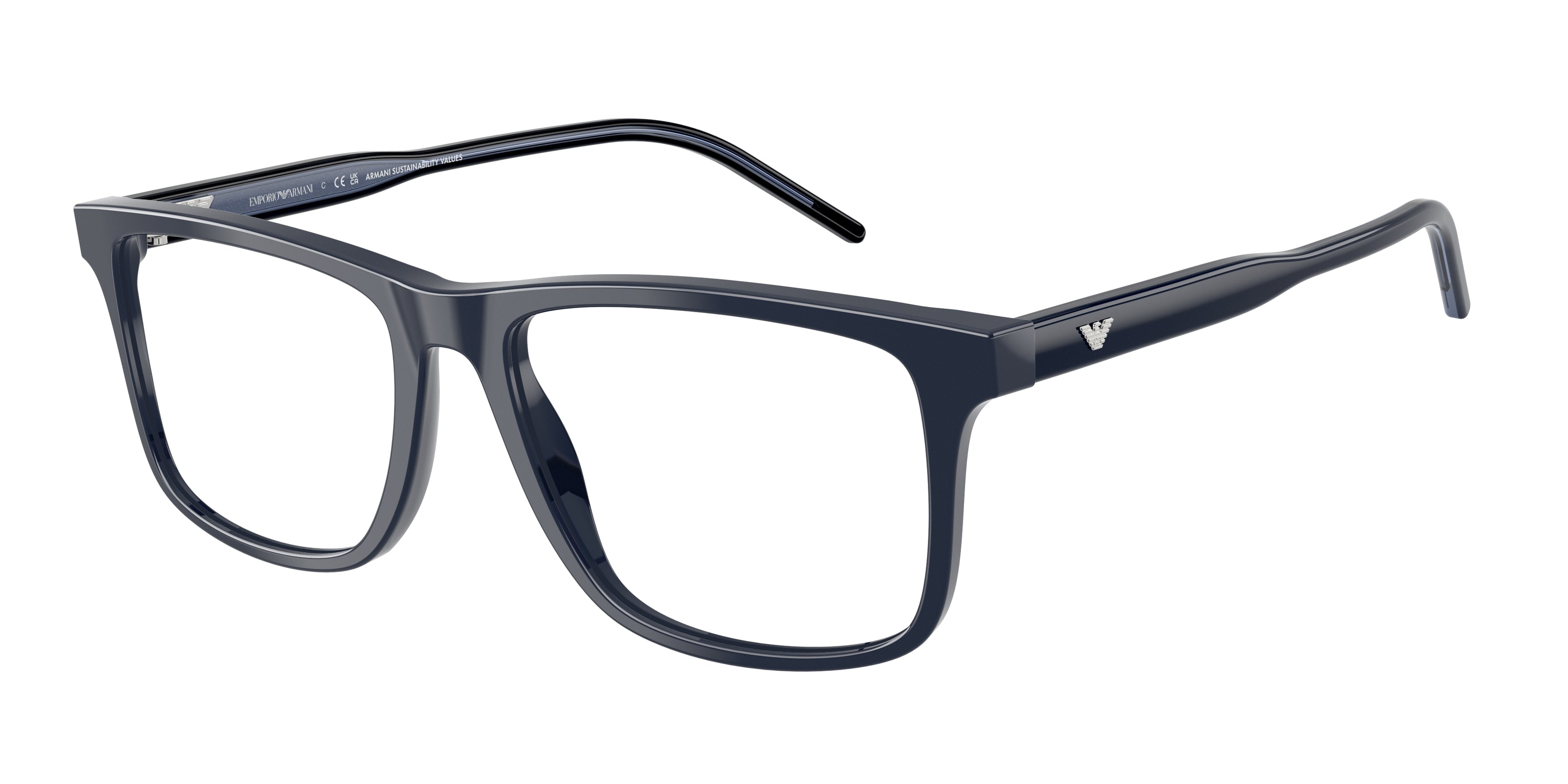 Emporio Armani EA3257 Square Eyeglasses  6256-Shiny Blue 55-145-17 - Color Map Blue