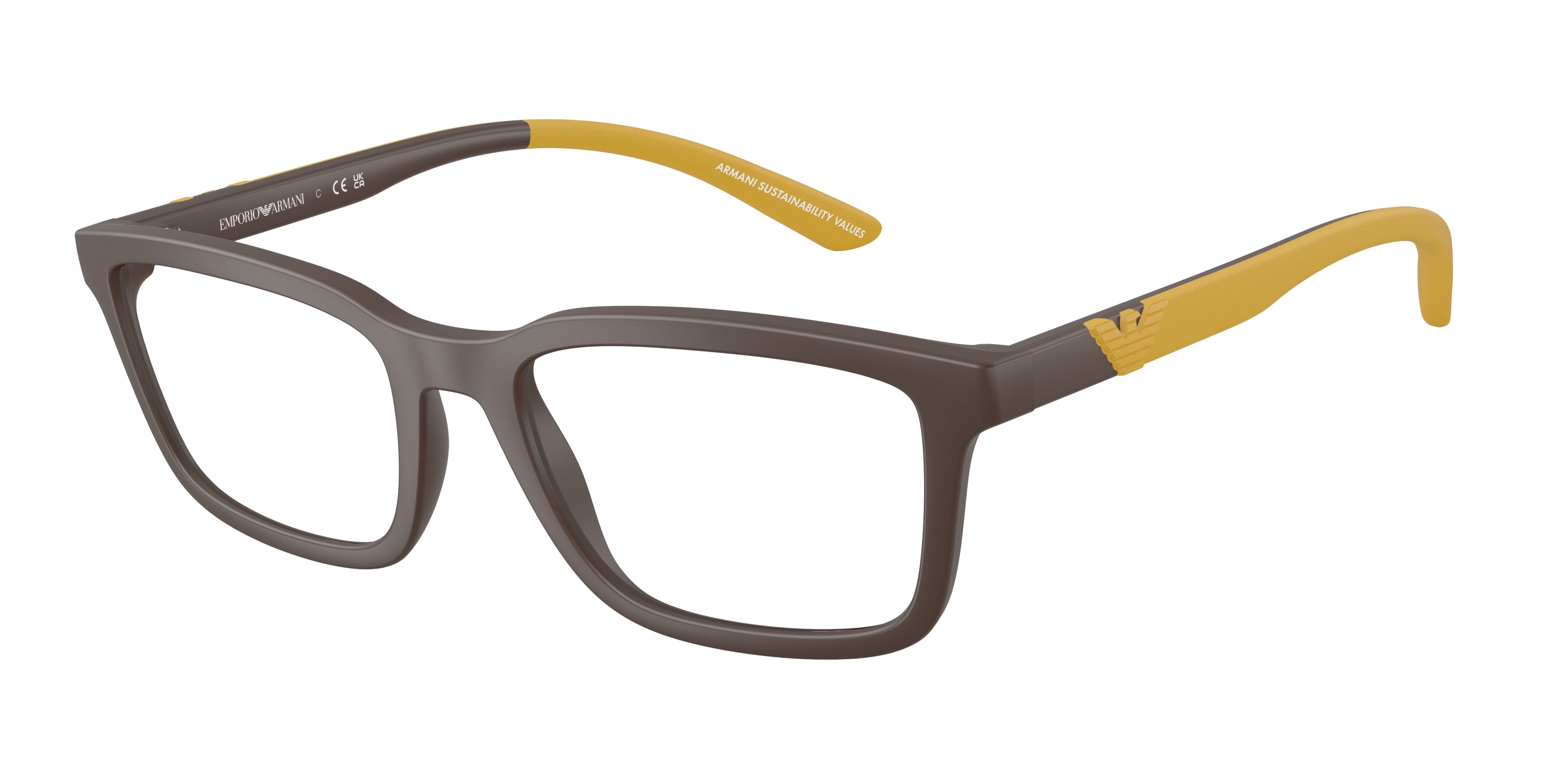 Emporio Armani EA3259 Rectangle Eyeglasses  6258-Matte Brown 56-145-19 - Color Map Brown