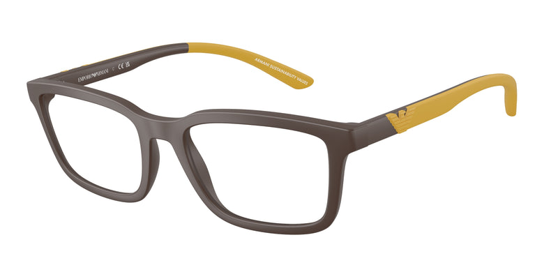 Emporio Armani EA3259 Rectangle Eyeglasses  6258-Matte Brown 56-145-19 - Color Map Brown