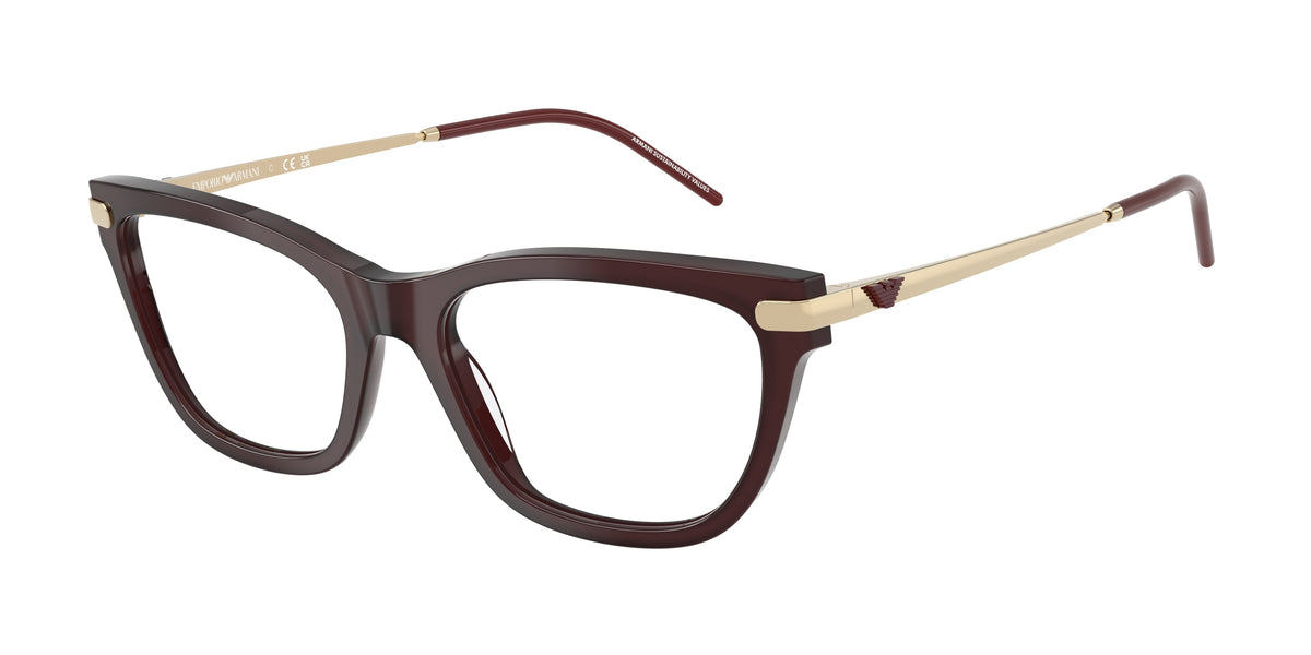 Emporio Armani EA3262 Cat Eye Eyeglasses  6265-Shiny Opal Bordeaux 54-140-17 - Color Map Bordeaux
