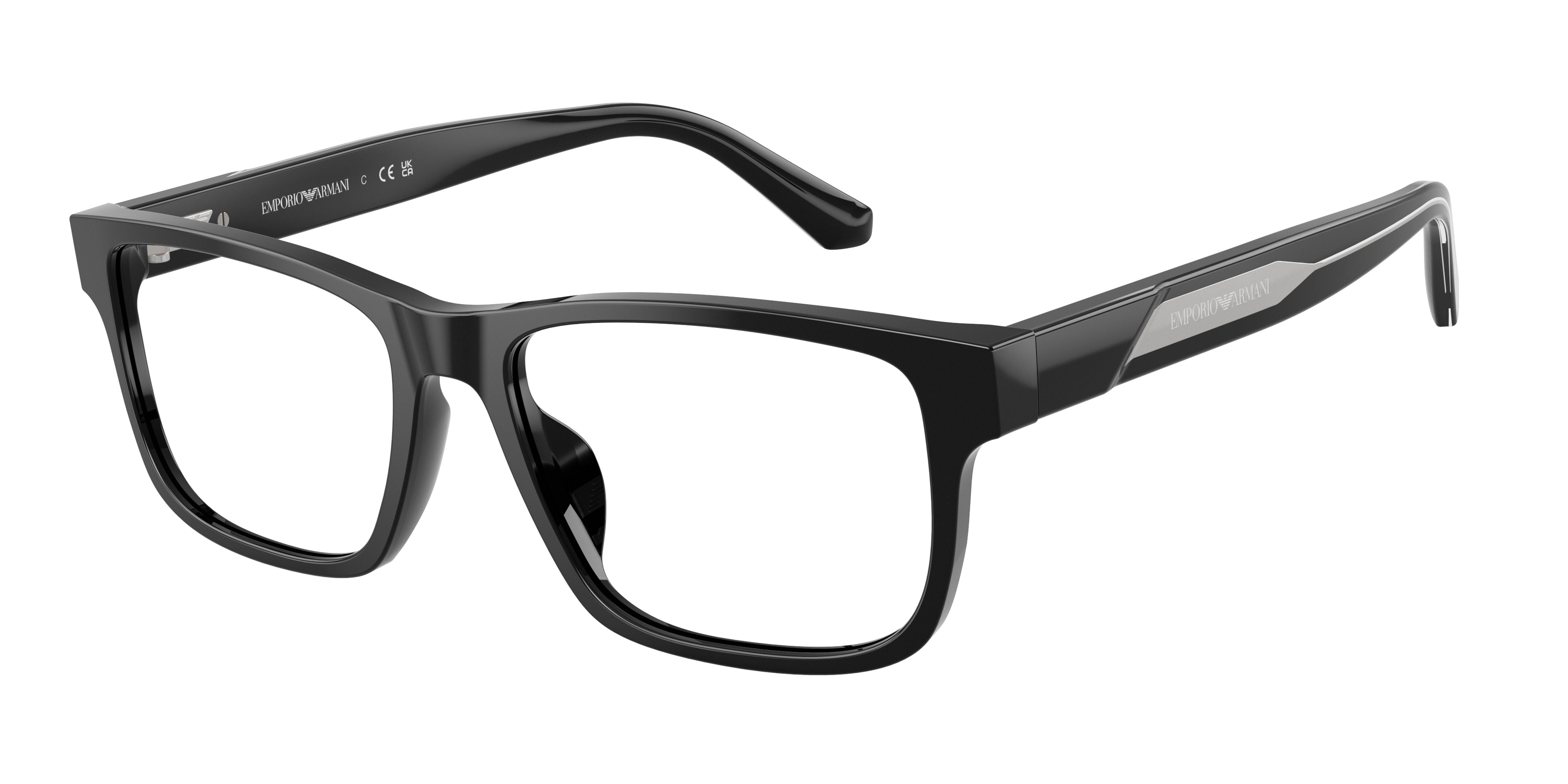 Emporio Armani EA3265U Rectangle Eyeglasses for Men — Free Shipping - 54-145-17 / 5017-Shiny Black