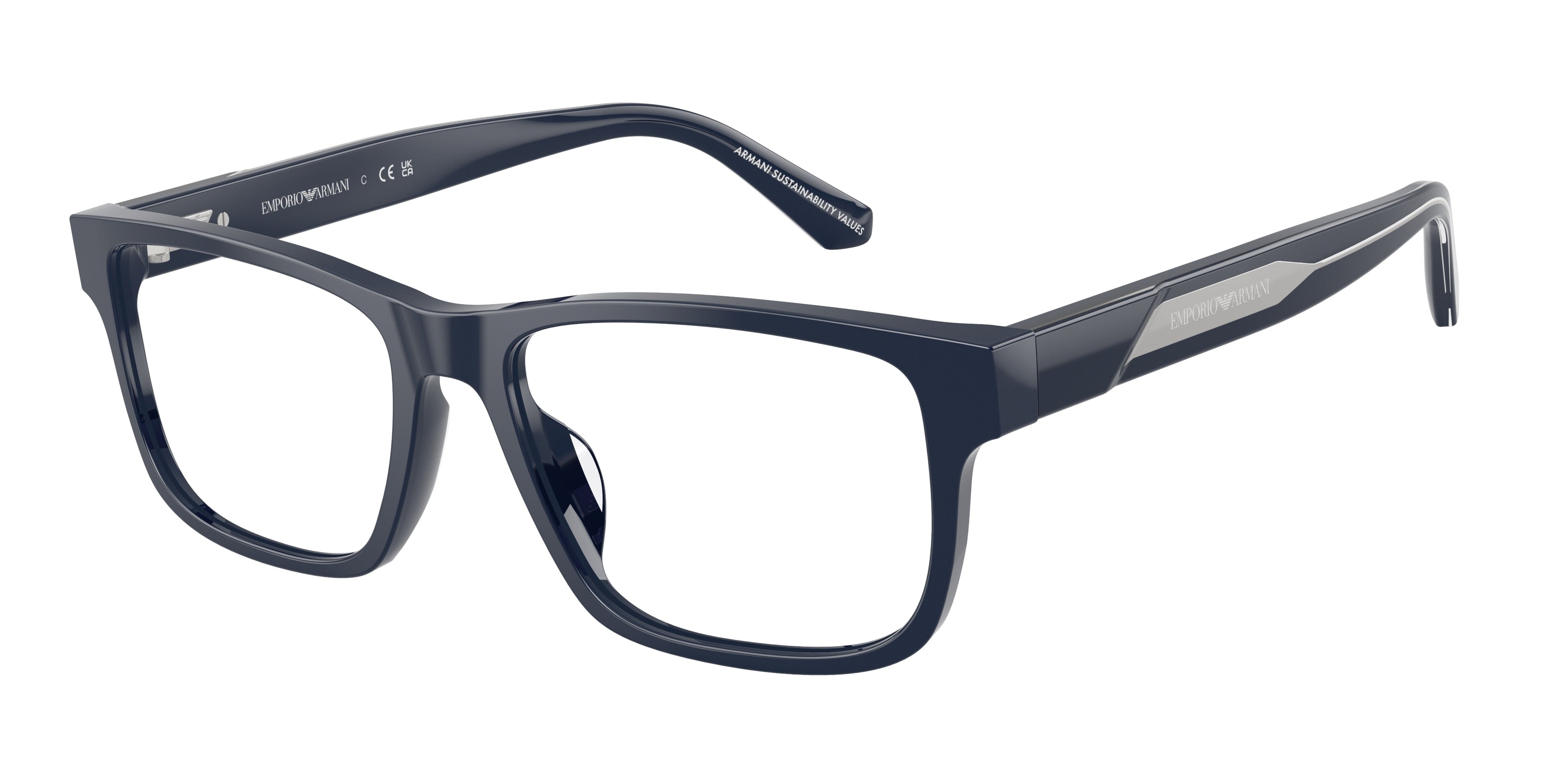 Emporio Armani EA3265U Rectangle Eyeglasses for Men — Free Shipping - 54-145-17 / 6039-Shiny Blue