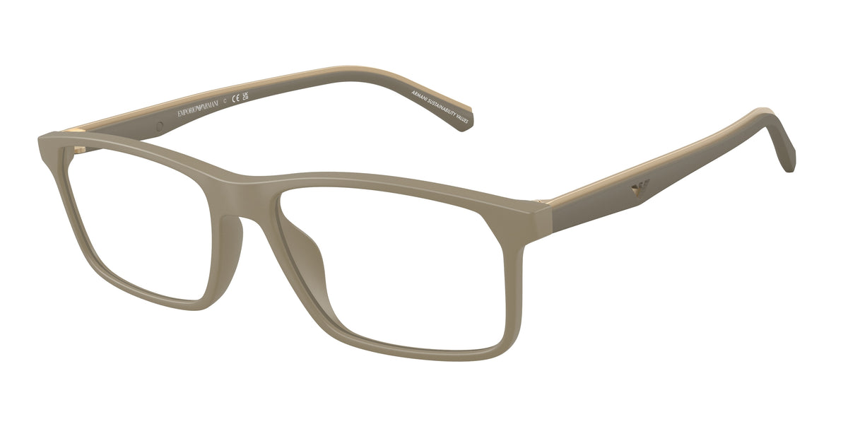 Emporio Armani EA3266U Pillow Eyeglasses for Men — Free Shipping - 56-145-17 / 5437-Matte Beige