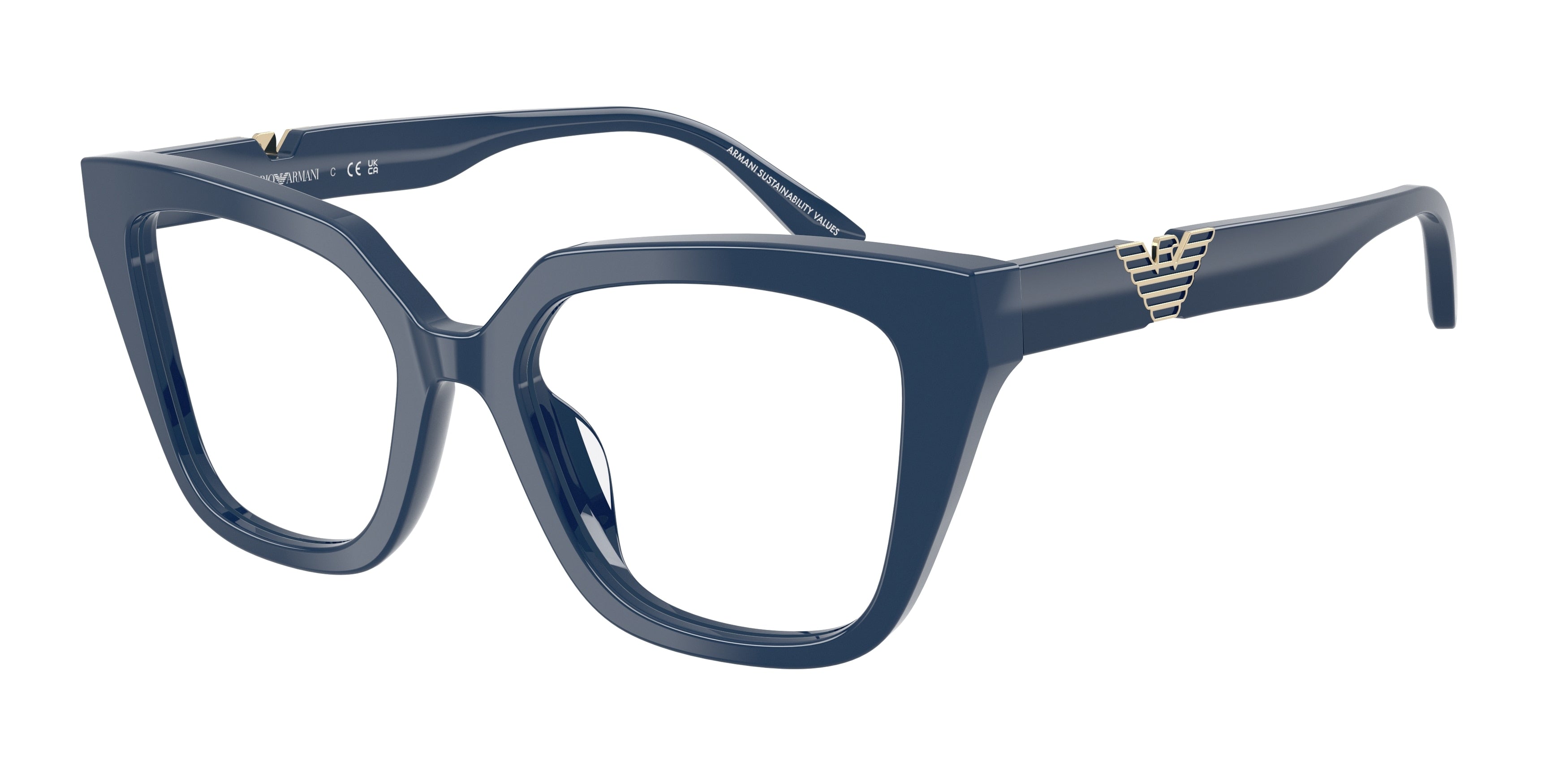 Emporio Armani EA3267U Cat Eye Eyeglasses for Women — Free Shipping - 50-140-18 / 6325-Shiny Blue