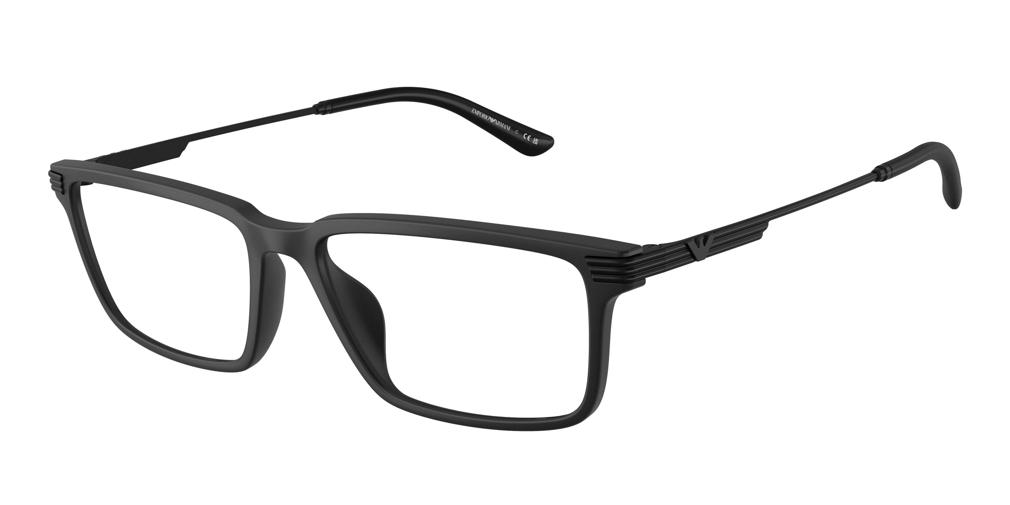 Emporio Armani EA3268U Rectangle Eyeglasses for Men — Free Shipping - 53-145-16 / 5001-Matte Black