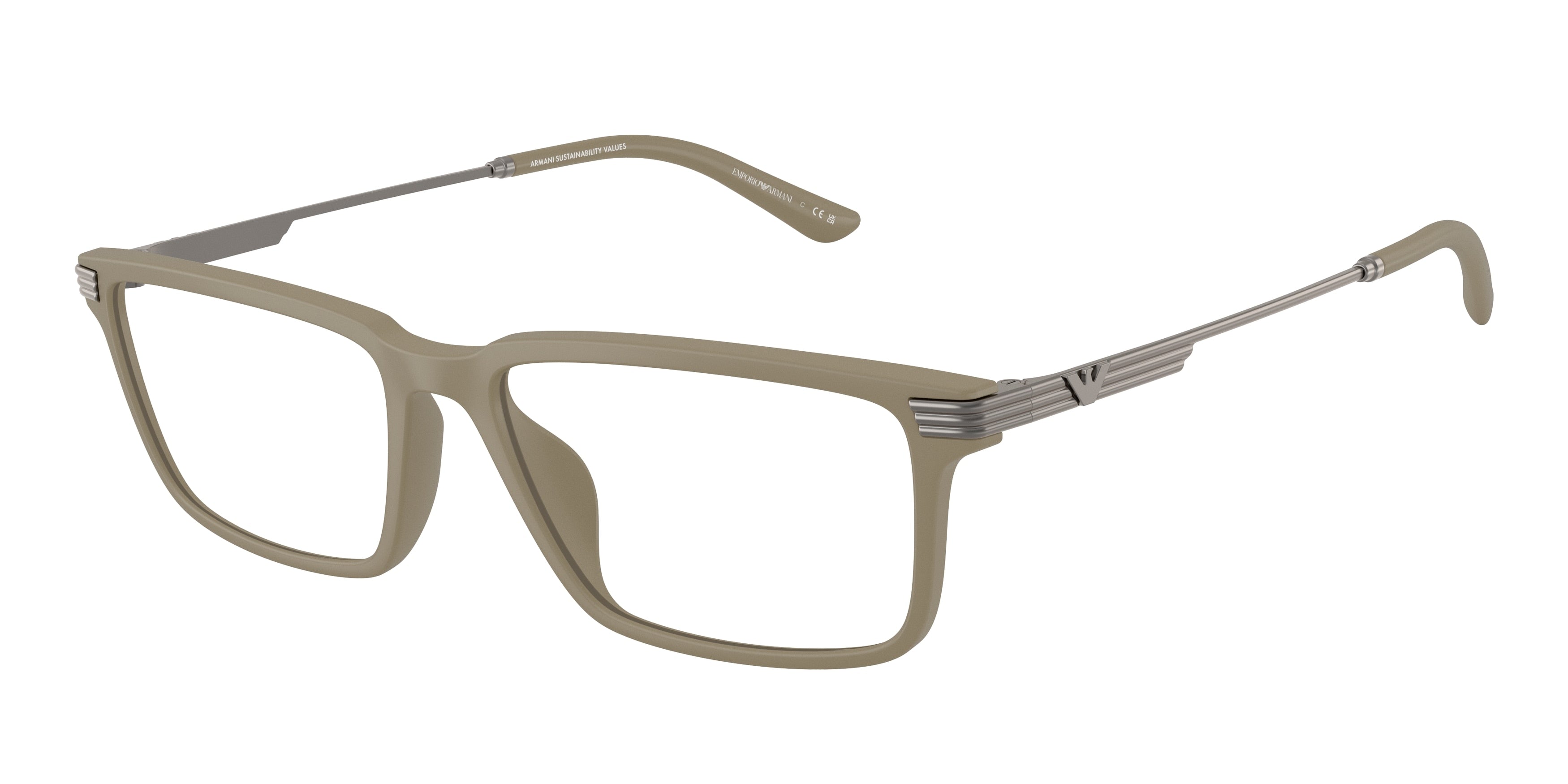 Emporio Armani EA3268U Rectangle Eyeglasses for Men — Free Shipping - 53-145-16 / 5437-Matte Beige
