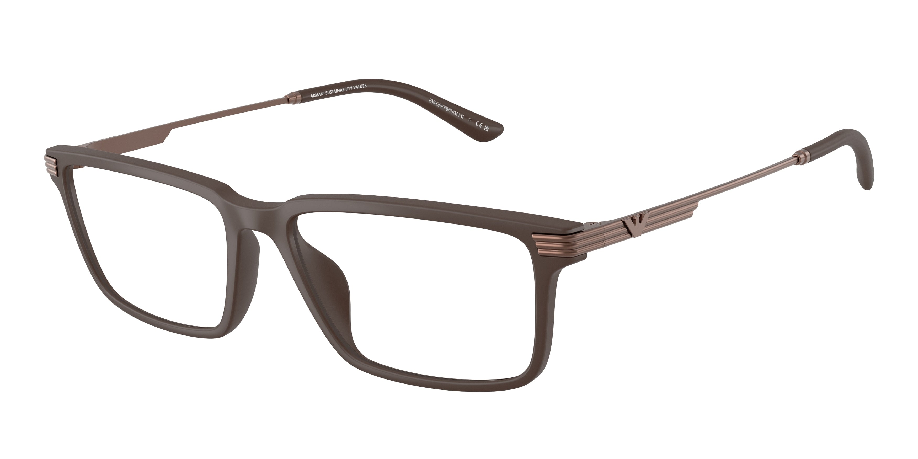 Emporio Armani EA3268U Rectangle Eyeglasses for Men — Free Shipping - 53-145-16 / 6258-Matte Brown