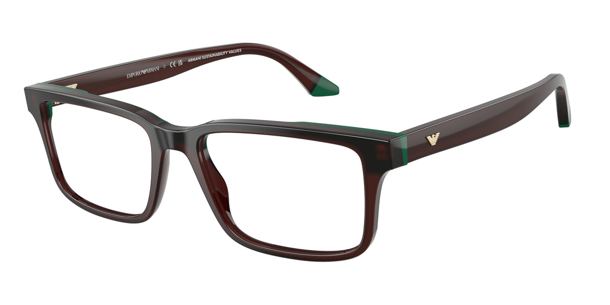 Emporio Armani EA3269F Rectangle Eyeglasses for Men — Free Shipping - 54-145-18 / 6315-Opaline Brown/Green