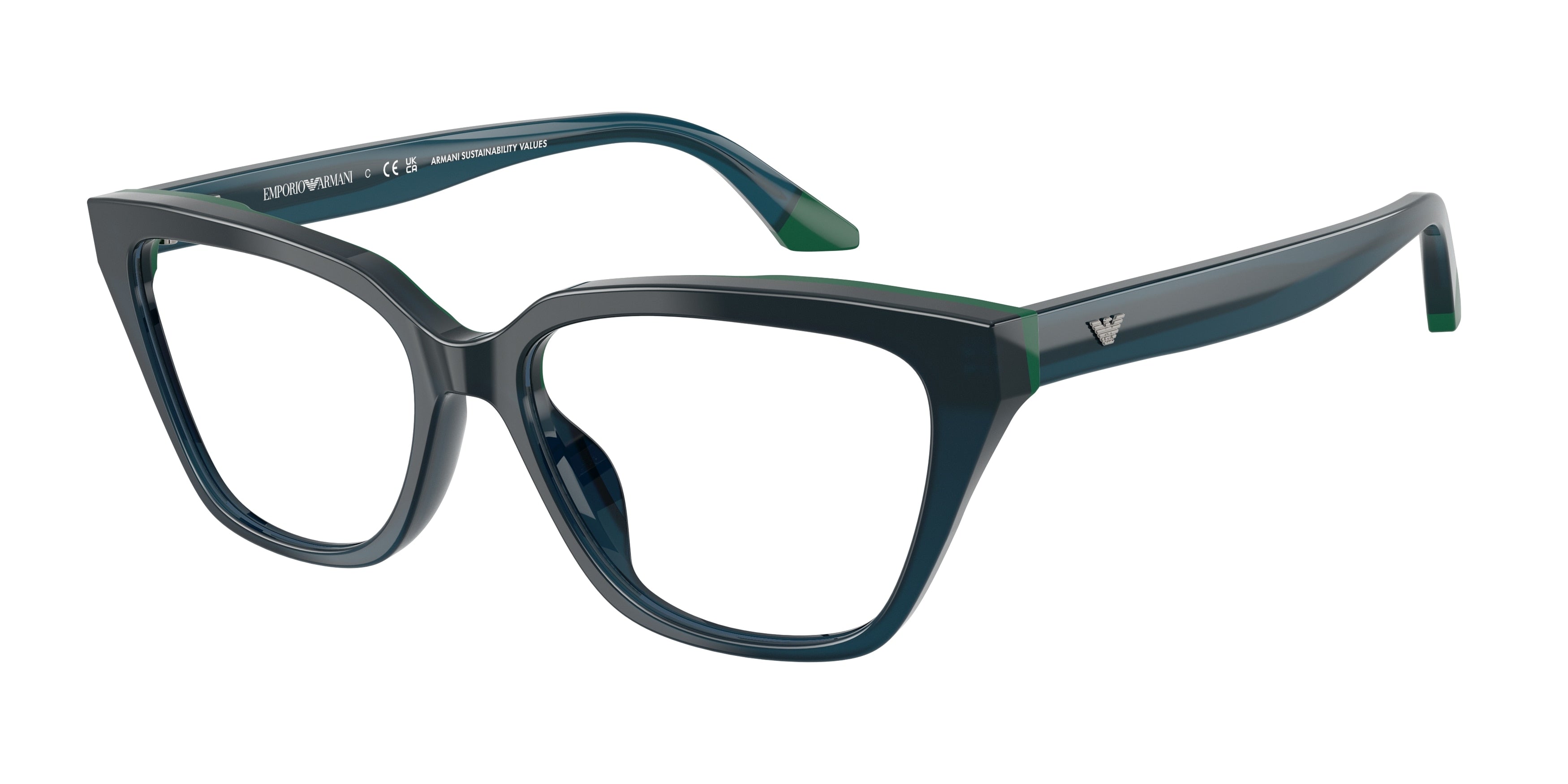 Emporio Armani EA3270U Cat Eye Eyeglasses for Women — Free Shipping - 53-140-16 / 6319-Opaline Blue/Green