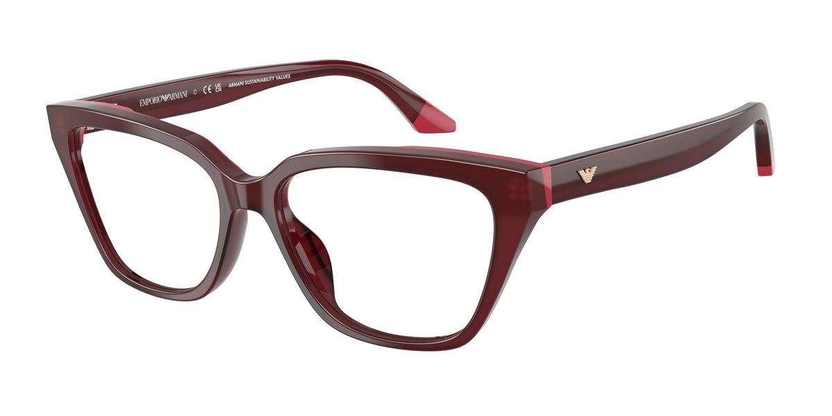Emporio Armani EA3270U Cat Eye Eyeglasses for Women — Free Shipping - 55-140-16 / 6320-Opaline Bordeaux/Pink