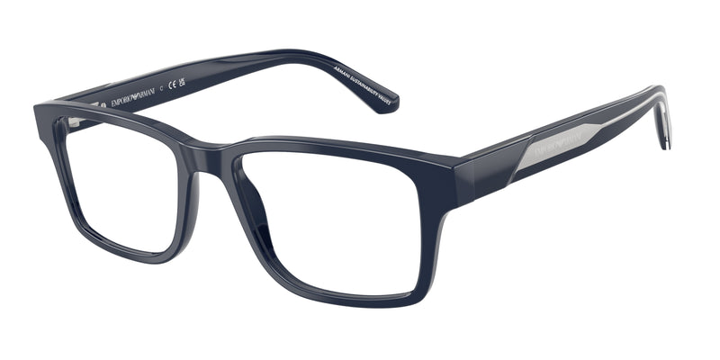 Emporio Armani EA3271F Rectangle Eyeglasses for Men — Free Shipping - 54-145-18 / 6039-Shiny Blue