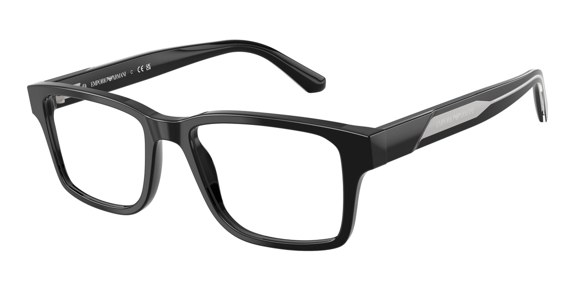 Emporio Armani EA3271 Rectangle Eyeglasses for Men — Free Shipping - 54-145-18 / 5017-Shiny Black