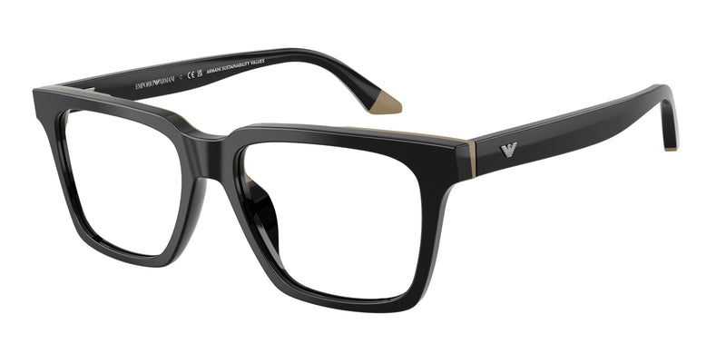Emporio Armani EA3272U Square Eyeglasses for Men — Free Shipping - 52-145-17 / 6313-Black/Beige