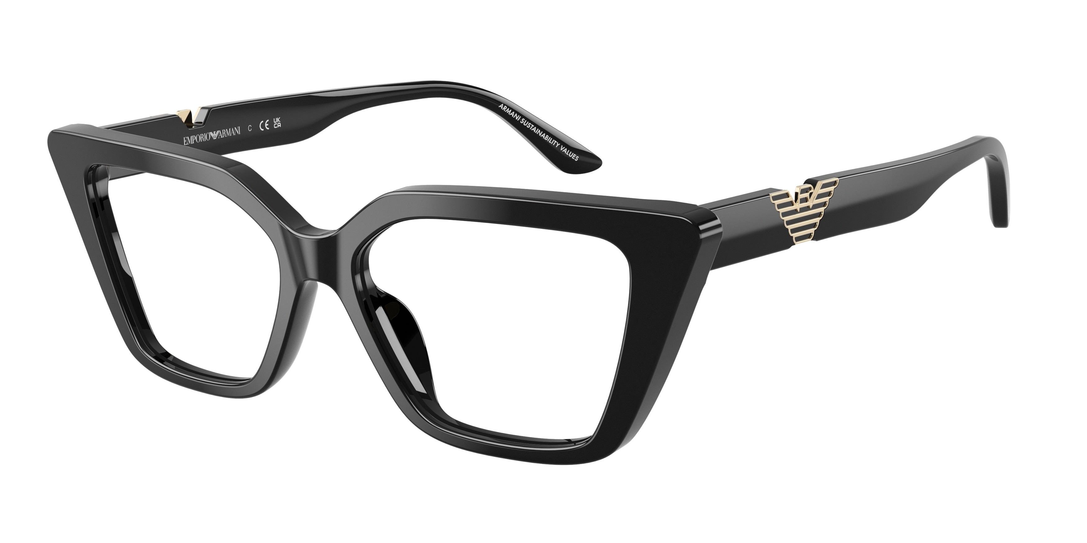 Emporio Armani EA3273U Cat Eye Eyeglasses for Women — Free Shipping - 52-140-16 / 5017-Shiny Black