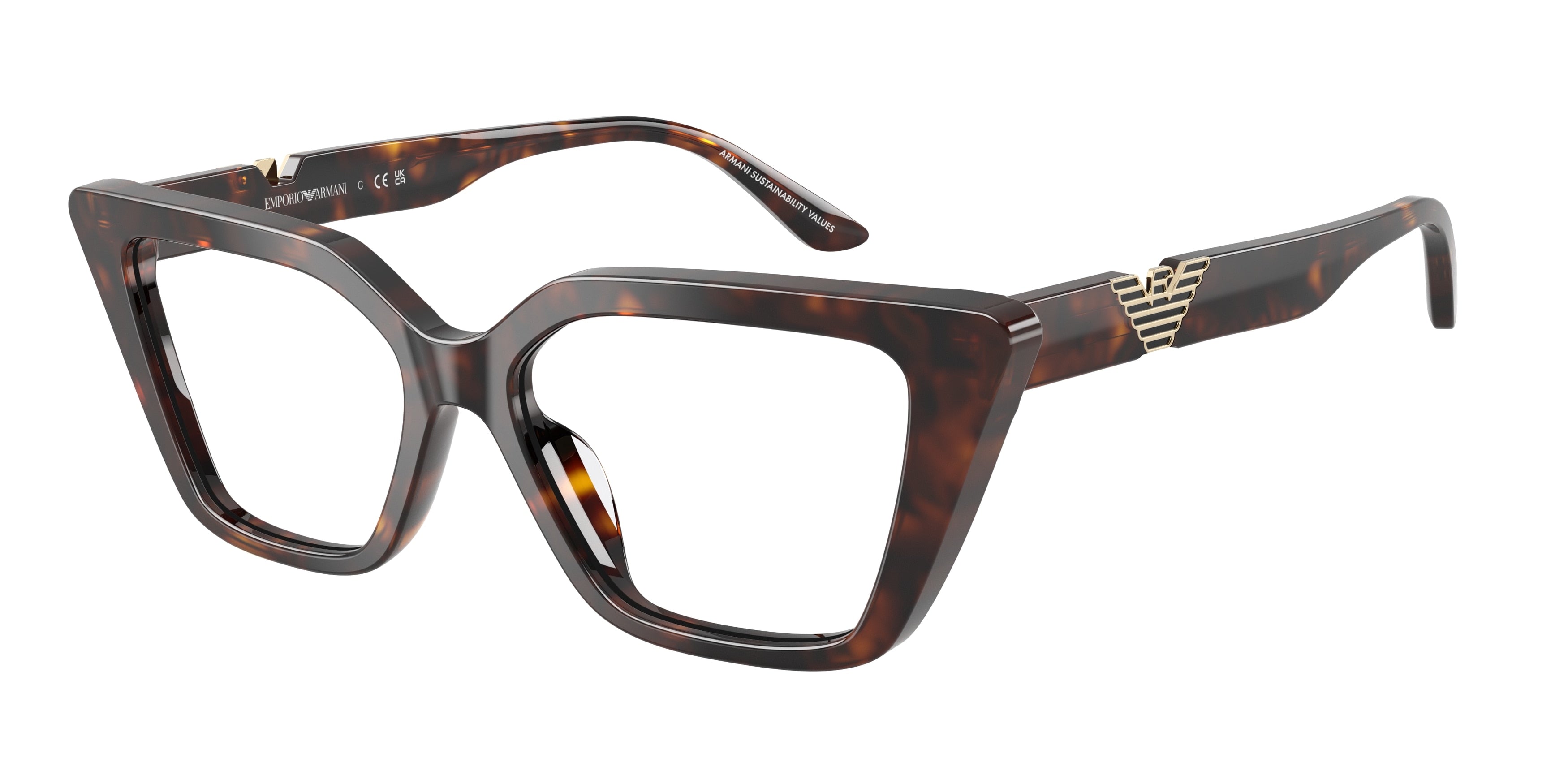 Emporio Armani EA3273U Cat Eye Eyeglasses for Women — Free Shipping - 52-140-16 / 5026-Shiny Havana