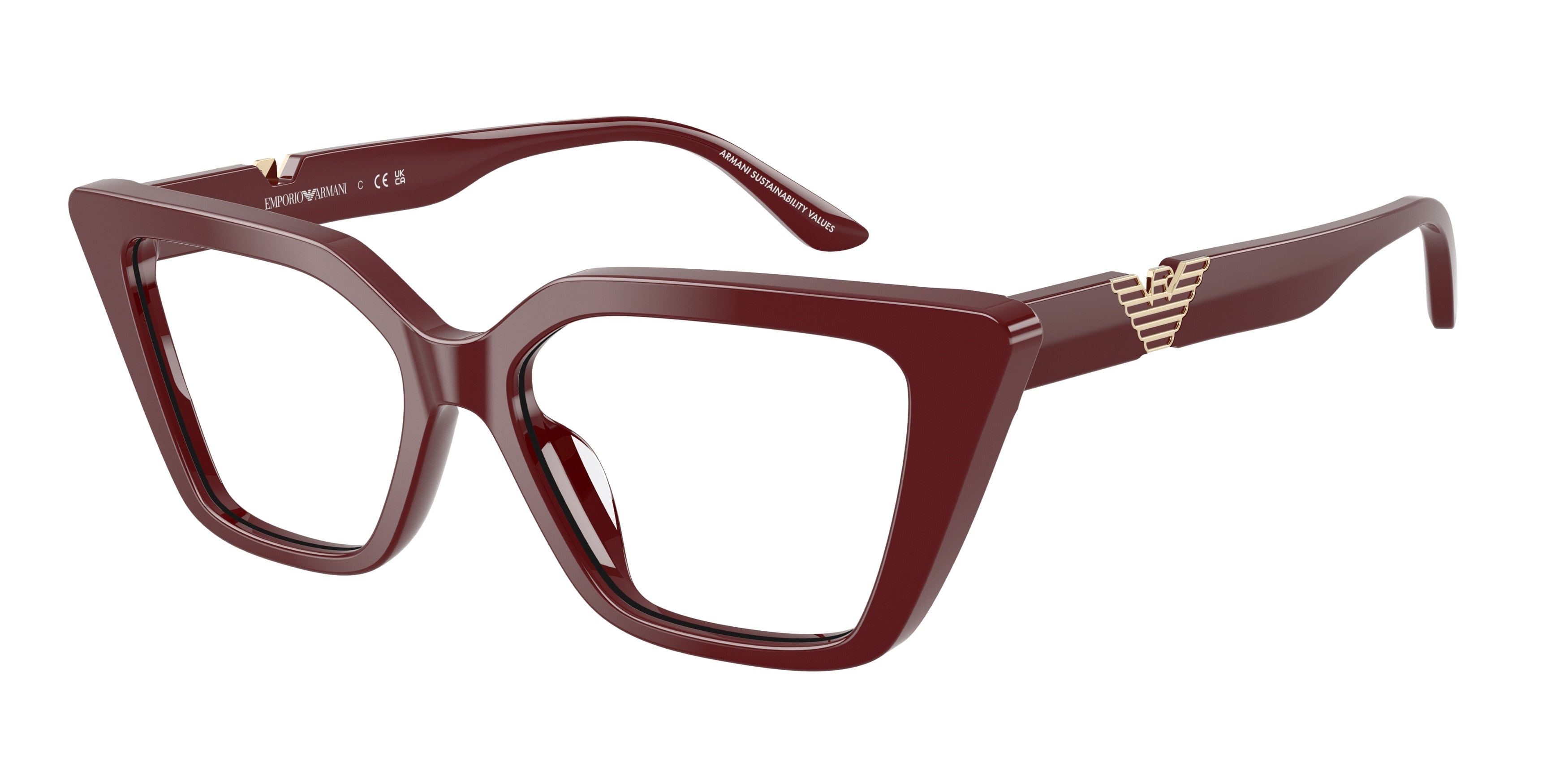 Emporio Armani EA3273U Cat Eye Eyeglasses for Women — Free Shipping - 52-140-16 / 6323-Shiny Bordeaux