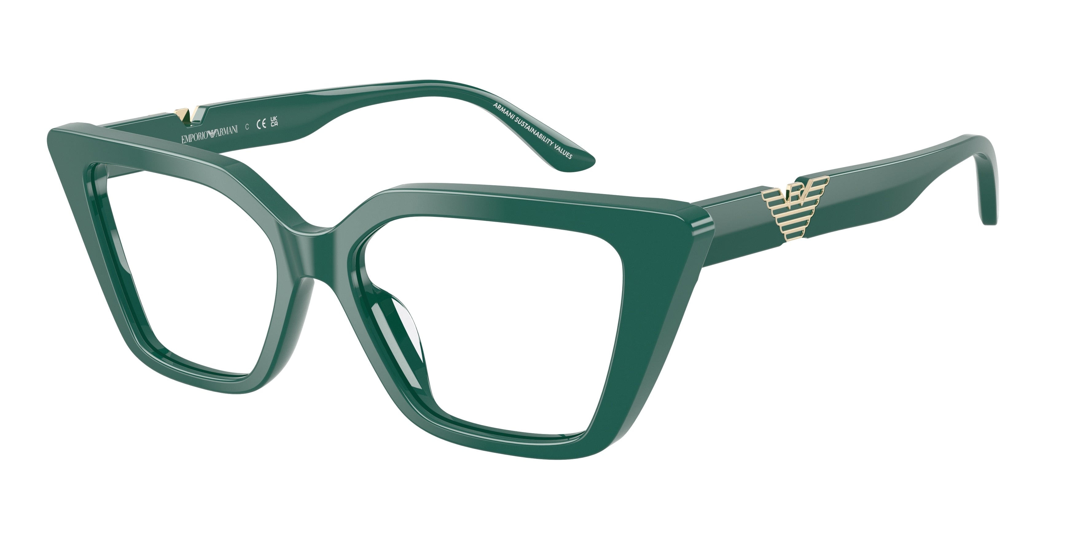 Emporio Armani EA3273U Cat Eye Eyeglasses for Women — Free Shipping - 52-140-16 / 6324-Shiny Green