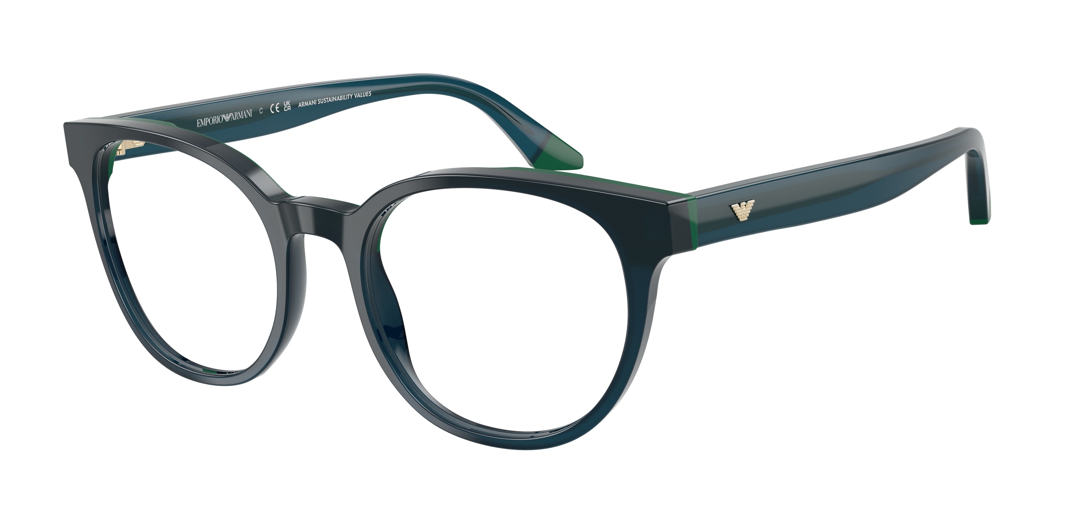 Emporio Armani EA3274 Round Eyeglasses for Women — Free Shipping - 52-140-19 / 6319-Opal Blue/Green