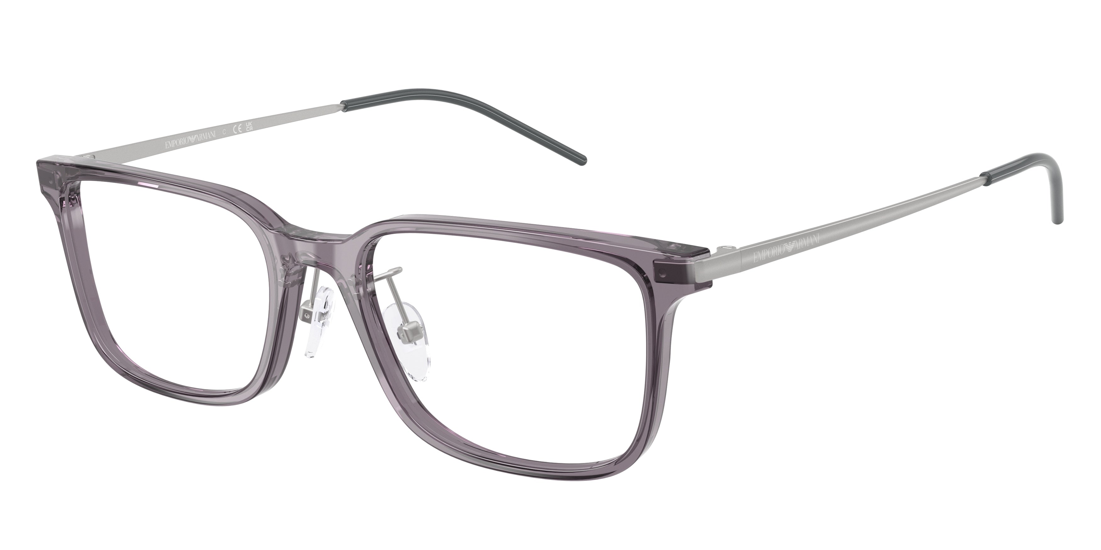 Emporio Armani EA3275D Rectangle Eyeglasses for Men — Free Shipping - 56-145-19 / 5029-Shiny Transparent Grey